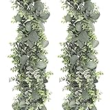 JPSOR 2pcs 6.6ft Artificial Eucalyptus Garland Faux