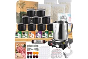 FAIRYELF Candle Making Kit with Wax Melter, Complete Candle Making Supplies, Soy Candle Wax Kit for Kids, Beginners, Adults, Including Electronic Stove, Soy Wax, Melting Pot, Rich Scents and Dyes