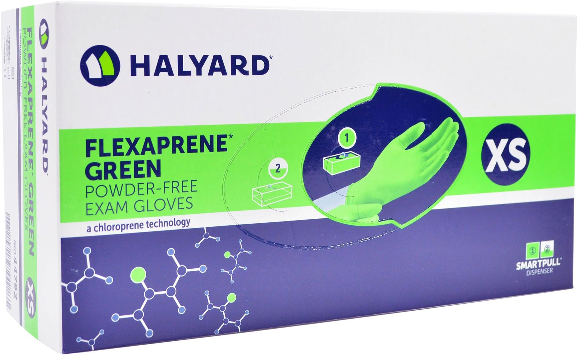 Halyard Health 44792 Chloroprene Gloves - Flexaprene Green - X-Small - 200/BX