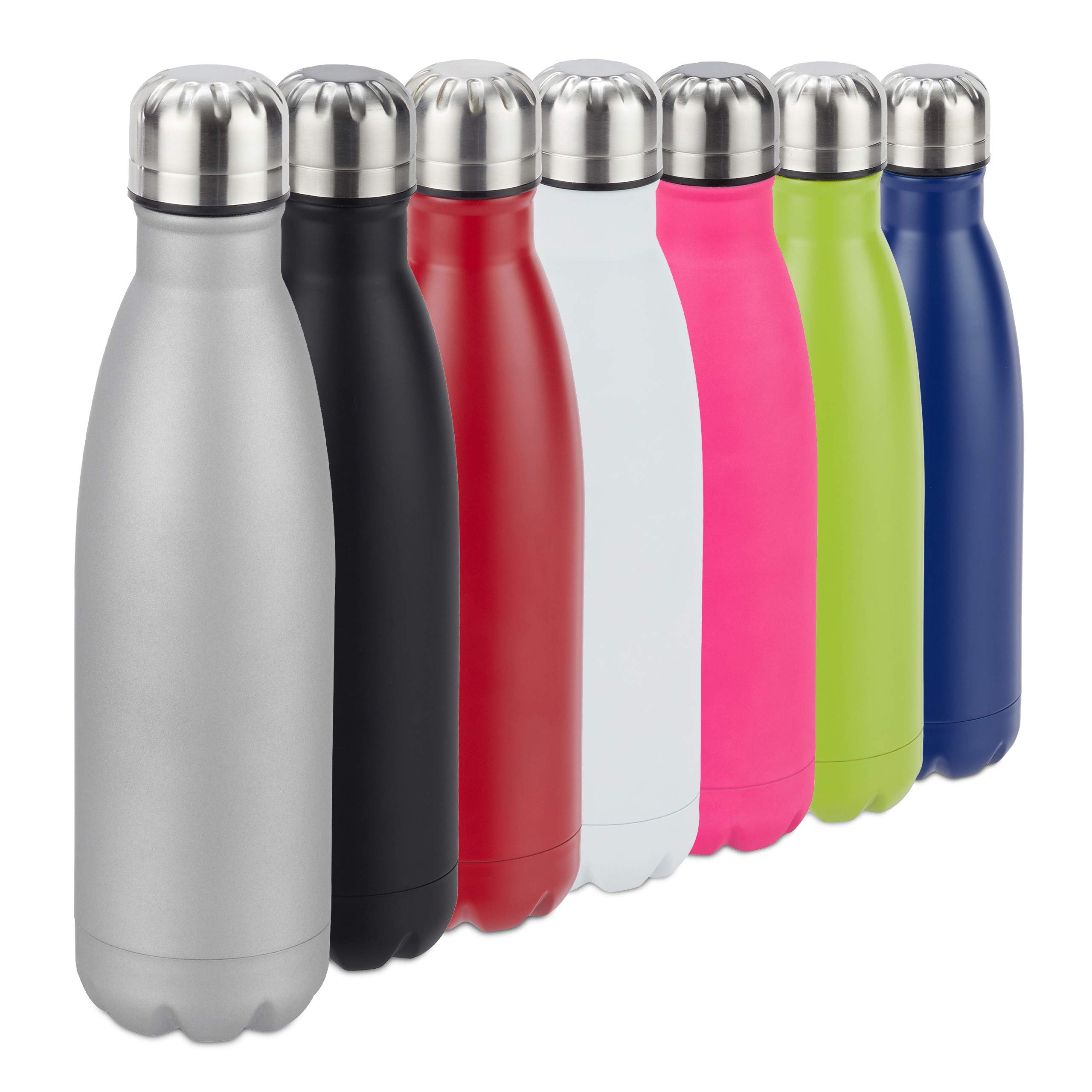 Relaxdays Stainless Insulated Flask, Leakproof for Cold and Hot Drinks, Vacuum Thermo Bottle, 500 ml, Silver