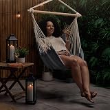 VonHaus Hanging Chair Outdoor Grey Garden Swing Seat 1 Seater Rope view 3
