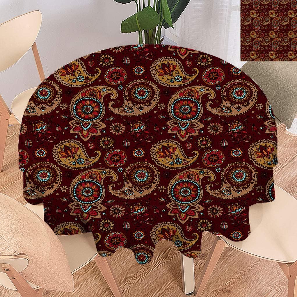 Greatdecor Floral Round Tablecloths, Floral Pattern with