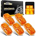 Partsam 5pcs Amber 10 LED Marker Light, Double Bullseye, [DOT Approved] Rectangle Clearance Lights for Trailer Truck Camper RV 12V