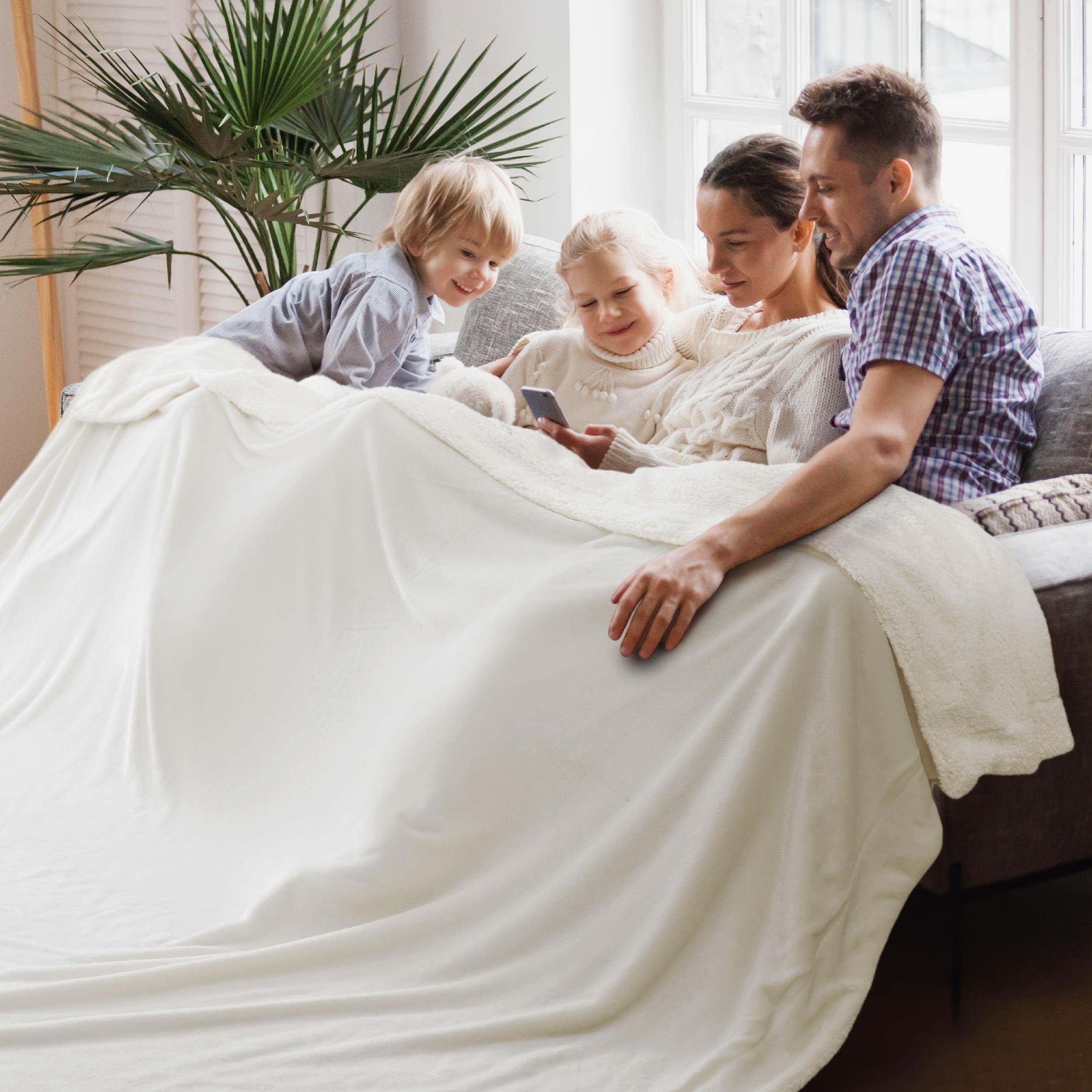 Photo 1 of Bedsure GentleSoft Sherpa Fleece Oversized Cal King Blankets for Bed - Thick and Warm, Soft Fuzzy Plush Large Blanket for Winter, White, 112x98 Inches
