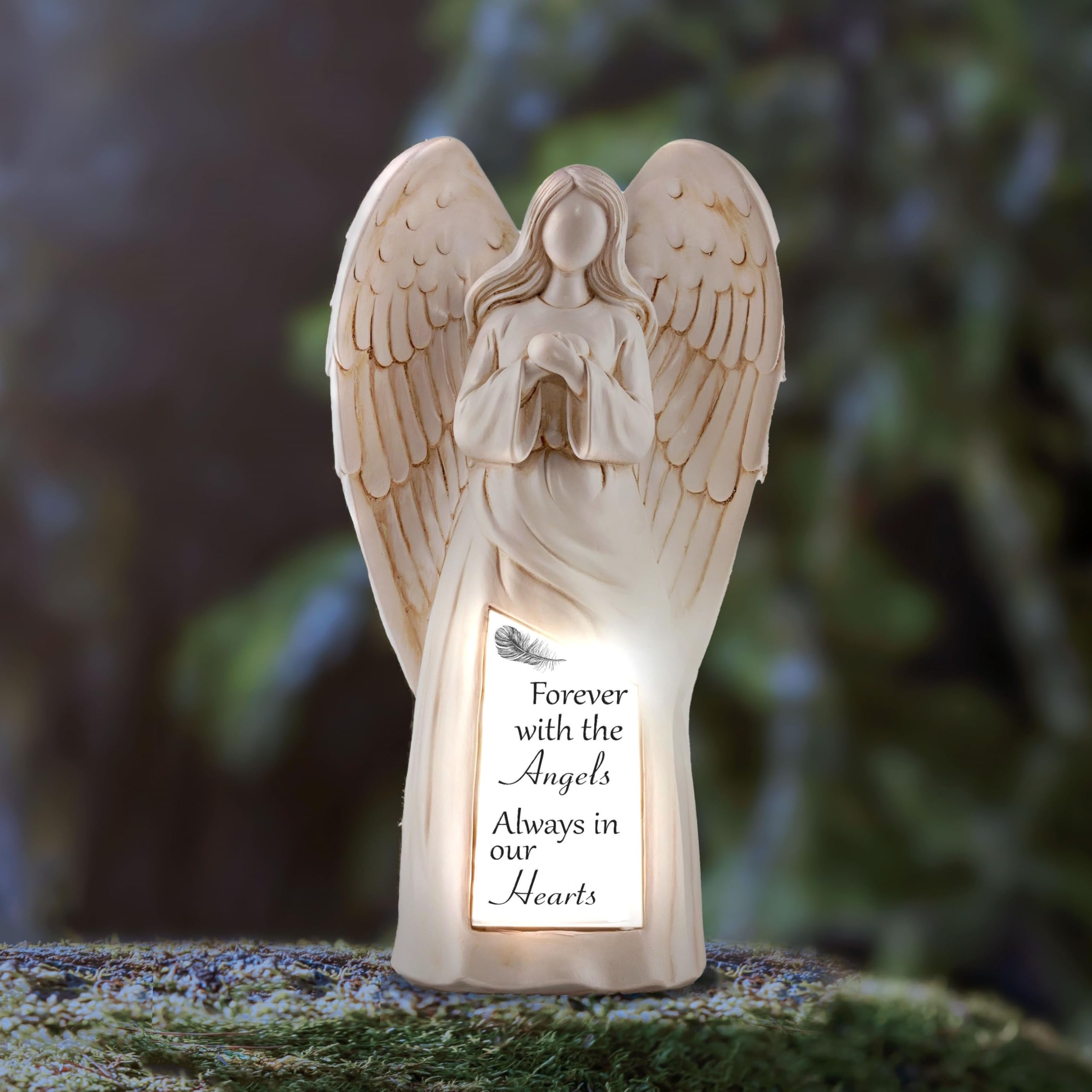 Solar Angel Statue for Cemetery - In Loving Memory Ornament - Outdoor Indoor Praying Angel Figurines for Loss of Loved Ones - Gifts for Passed Loved Ones - Light Up Memorial Gifts - In Remembrance