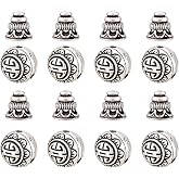 Pandahall 10Sets/20pcs Tibetan Silver Guru Bead Prayer Beads Charms Sets 3-Hole Round &amp; Calabash Buddha Head Beads Cap Antique Silver Mala Jewelry Making