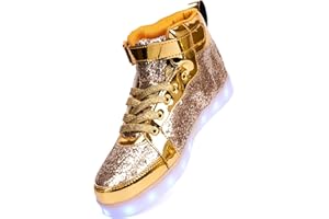 PYYIQI Glitter Led Shoes Light Up Shoes High Top Sneakers for Women Men Flashing Dancing Shoes for Halloween Christmas Party 