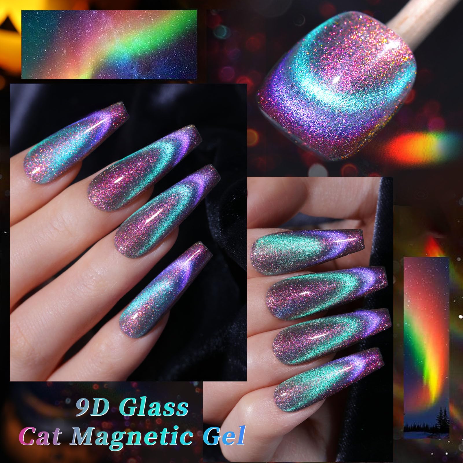 BORN PRETTY Cat Magnetic Gel Nail Polish 9D Chameleon Holorgraphic Cat Magnetic Eye Gel Polish Glitter Gel Polish Set 6PCS - Image 6