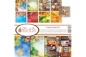 Ella & Viv by Reminisce (ELLLX) Hello Fall Scrapbook Collection Kit, Multi Color Palette, 12x12 inches
