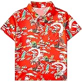 Boys Casual Tropical Ugly Christmas Hawaiian in July Aloha Cruise Beach Shirts Santa Printed Short Sleeve(Santa,8T)