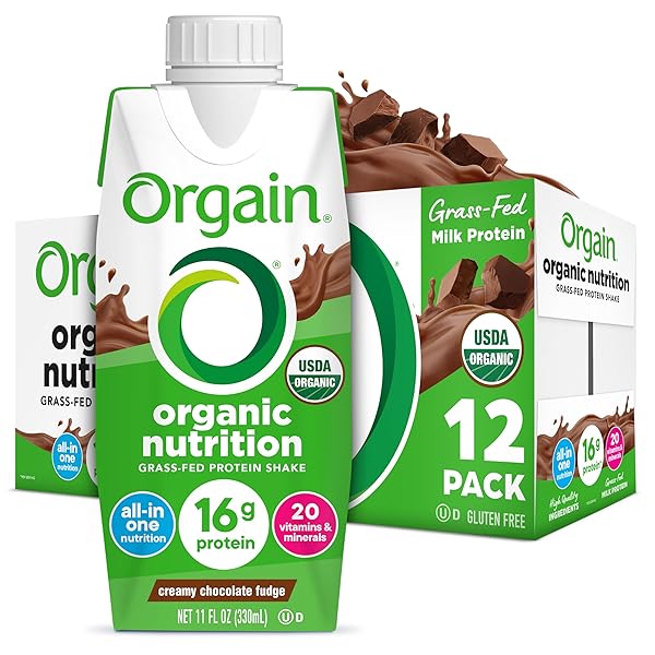 ORGAIN ORGANIC NUTRITIONAL PROTEIN SHAKE, CREAMY CHOCOLATE FUDGE – 16G GRASS FED WHEY PROTEIN, MEAL REPLACEMENT, 20 VITAMINS & MINERALS, FRUITS & VEGETABLES, GLUTEN FREE, NON-GMO, 11 FL OZ (12 PACK)