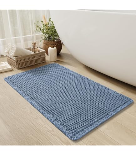 AMOAMI Tapis De Bain Gaufré Amélioré, Super Absorbant, Antidérapant