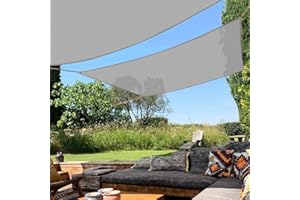 Bynbbur Sun Shade Sail 12'x16' Rectangle Light Gray Permeable Curved Edge Canopy Heavy Duty Sun Sail for Patio Backyard Party Outdoor Activity Custom Commercial Standard