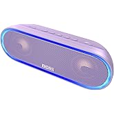 DOSS SoundBox Pro+ P300 Bluetooth Speaker with 40W Stereo Sound, Extra Bass, IPX6 Waterproof, TWS Pairing, Diverse Lights Show, 20H Playtime, Portable for Party, Camping, Beach - Purple
