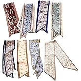 JDRGJTH 8 PCS Purse Scarf For Handbags Head Scarf Fashion Multifunctional Boho Skinny Scarf Handbags For Women