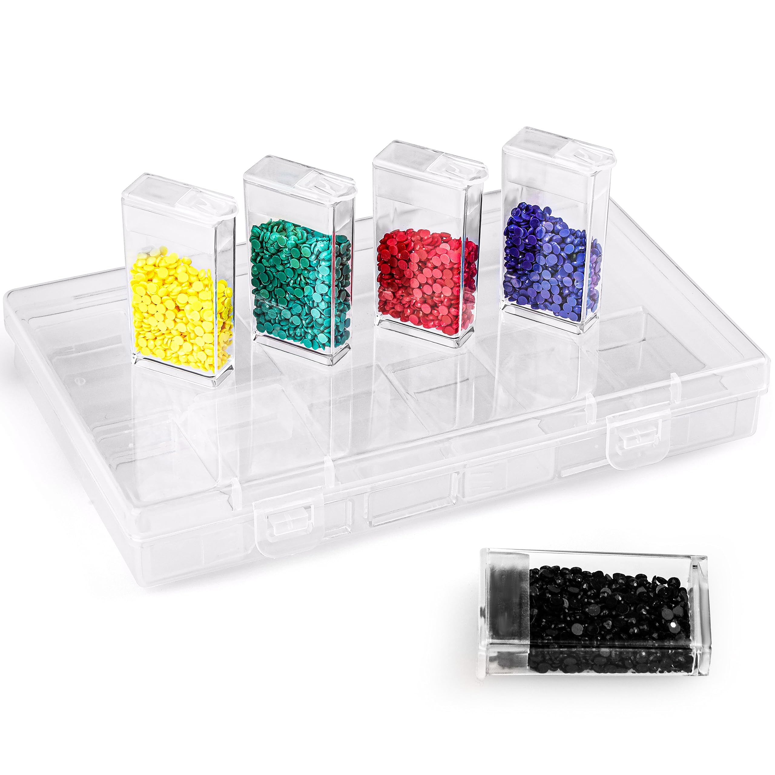 Kurtzy Clear Plastic Bead Storage Organiser Box - 12 Small Removable Compartment Containers with Lids for Diamond Dot Painting Beads, Jewellery, DIY Nail Art, Earrings, Glitter & Embroidery