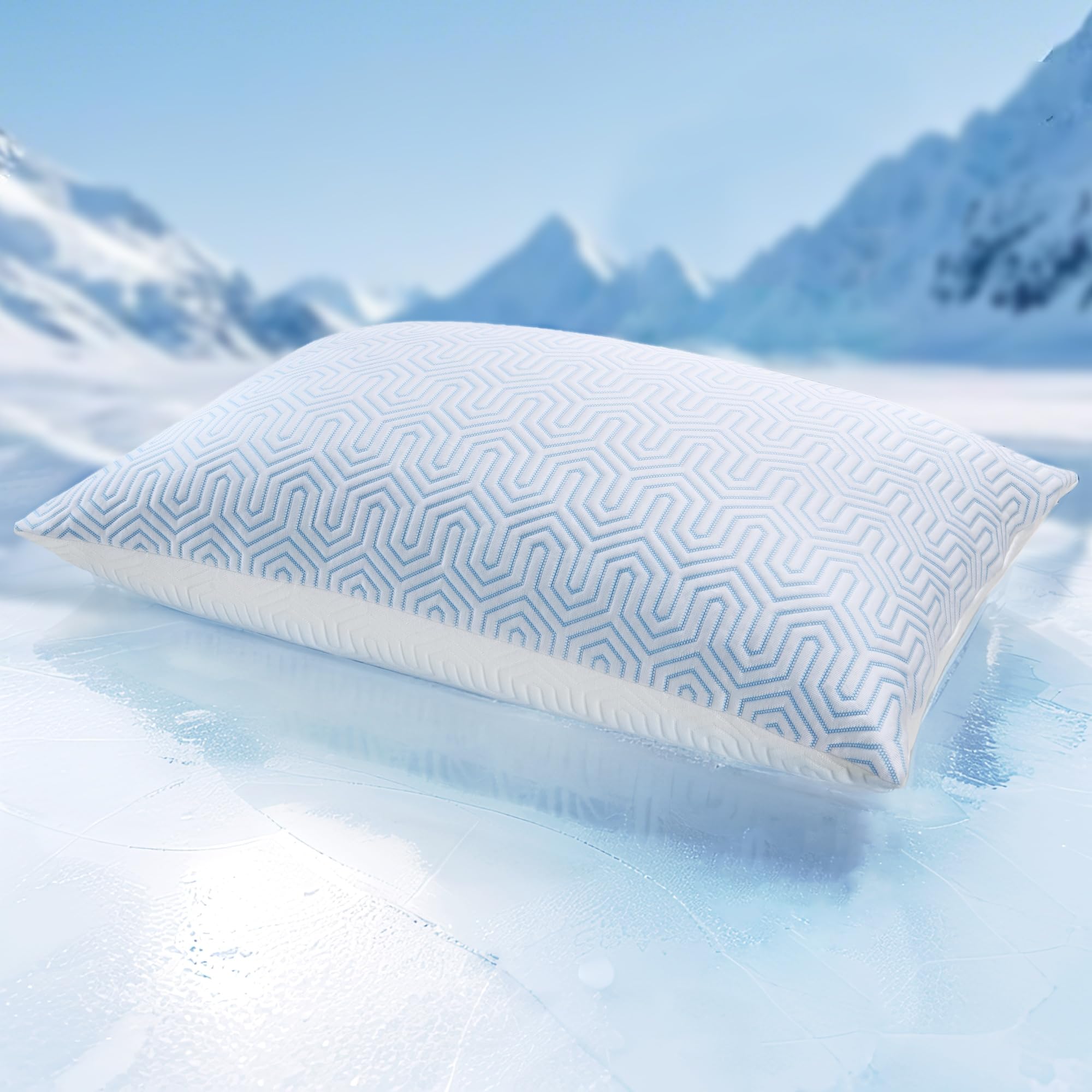 Photo 1 of puredown® Cooling Goose Feather Down Pillow, Set of 1, Standard Size Bed Pillow Insert with Soft Cooling Pillowcase for Cool Sleep