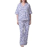 Karen Neuburger womens Plus Size Girlfriend Notch Collar Elbow Length Sleeve Top and Pant Bottom Pajama Set