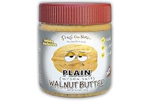 CRAZYGONUTS Crazy Go Nuts Walnut Butter - Plain w/ Sea Salt - Healthy Snacks, Keto, Vegan, Low Carb, Gluten Free, Superfood - Natural, Non-GMO, ALA, Omega 3 Fatty Acids, Good Fats and Antioxidants - 9.25 oz (1-Pack)