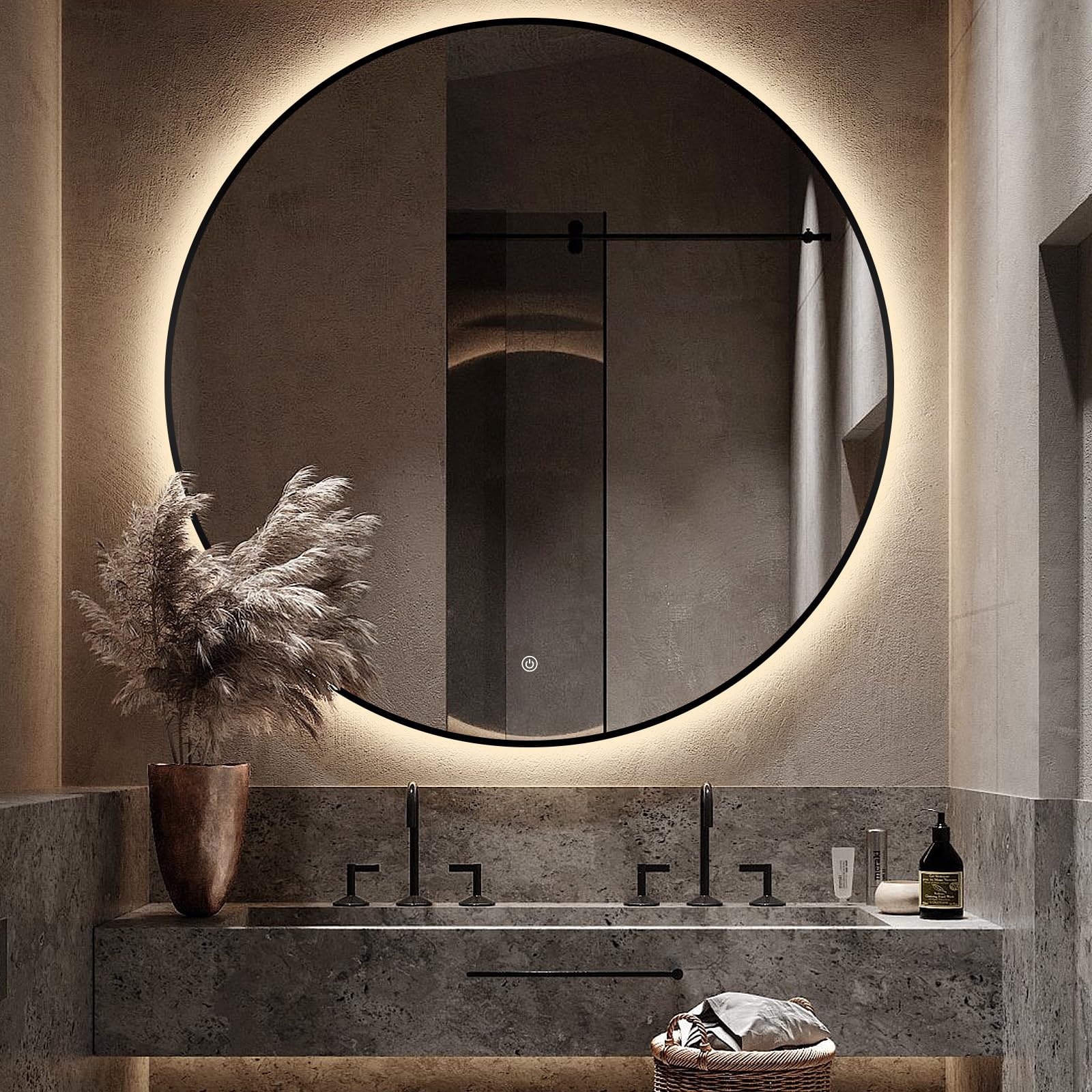 Niccy 40" LED Backlit Round Mirror for