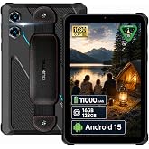 OUKITEL RT3 Plus Rugged Android 15 Tablet, 8 Inch HD Display Waterproof Tablets, 1100mAh Battery, 16GB+128GB (1TB Extra) Industrial Tablet PC,16MP+8MP, 100dB Speaker, Face ID/MediaTek G81/GPS/NFC,Blue