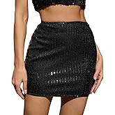 Jokesky Sequin Mini Skirt for Women, Sparkly Shiny Disco Skirt Fit Rave Party Dance Club Wear
