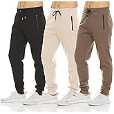 PURE CHAMP Mens Sweatpants 3 Pack Fleece Active Athletic Workout Jogger Sweatpants for Men with Zipper Pocket Size S-3XL