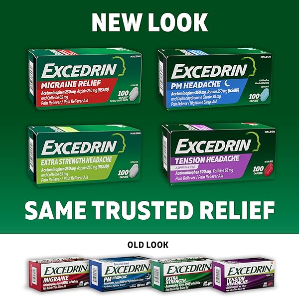 EXCEDRIN TENSION HEADACHE RELIEF CAPLETS, ACETAMINOPHEN 500MG, CAFFEINE 65MG, PAIN RELIEVER, ASPIRIN-FREE, 100 COUNT