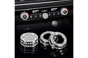 TOMALL Bling Air Conditioner Button Cover Compatible with Audi A3 S3 Q3 Q2 SQ2 AC Climate Control Switch Knob Diamond Cover Ring Trim Center Console Air Conditioning Knob Button Cover Trim Decorations