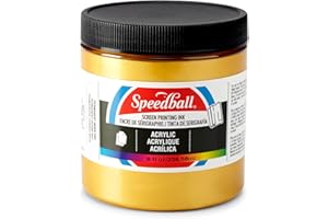 Speedball 004628 Acrylic Screen Printing Ink, 8 fl. oz., Gold