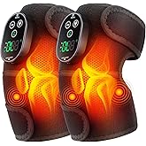 FlareMore Cordless Heated Knee Massager with Vibration, Heated Knee Brace Wrap, Heating Shoulder Brace Support Wrap for Knee Elbow, Heating Pad with 6 Heating Levels, 3 Massage Modes&Timer 2 Pack