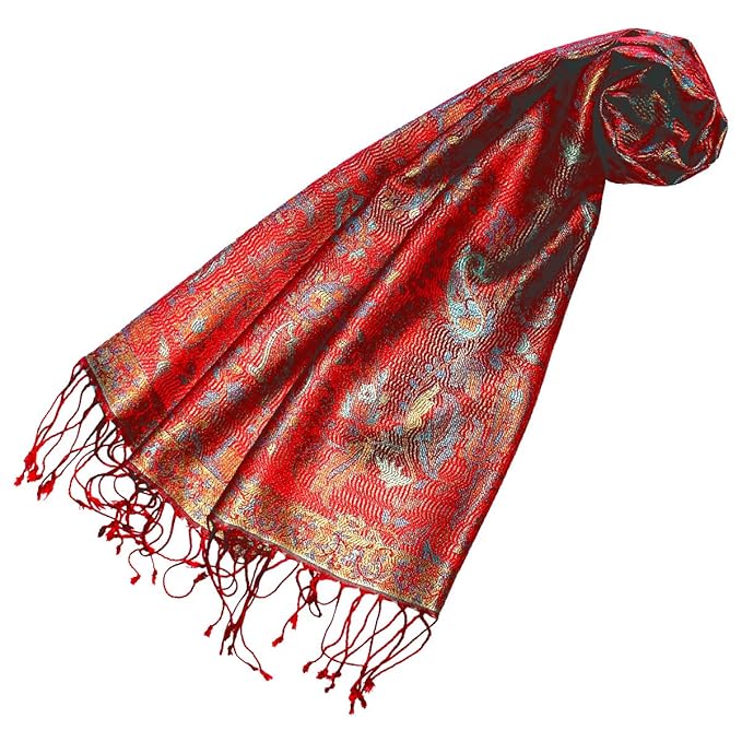 LORENZO CANA Luxus Damen Pashmina Schal Schaltuch jacquard gewebt 100/% Seide 55 x 180 cm Paisley Muster Seidenschal Seidentuch Seidenpashmina harmonische Farben