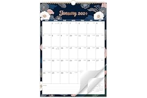 PINCHOCO Calendar 2024-2024 Wall Calendar, 12 Monthly 2024 Calendar from Jan. 2024 - Dec. 2024, Wall Calendar 2024 With Twin-Wire Binding, 12" x 17", Hanging Hook + Julian Dates - Engraved Art Floral