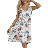 Lesserwing Sleeveless Nightgowns for Women, Sexy V-Neck Sleep Dress, Soft Tank Chemise Nightshirt with Wide Straps