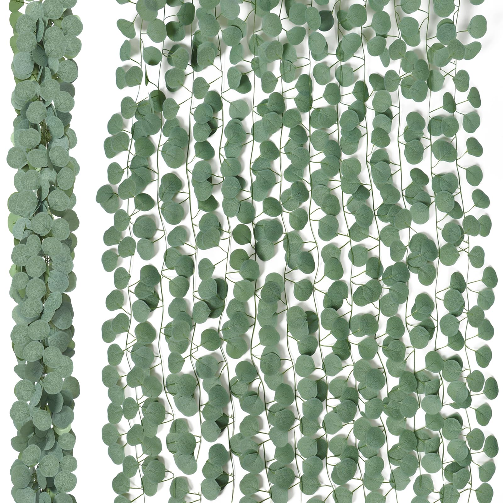 Dremisland 12 Pack Eucalyptus Garland UV Resistant Table Greenery Garland 200cm Silk Artificial Ivy Wreath Vines Fake Green Foliage Hanging Plants for Wedding Arch Party Fireplace Decor