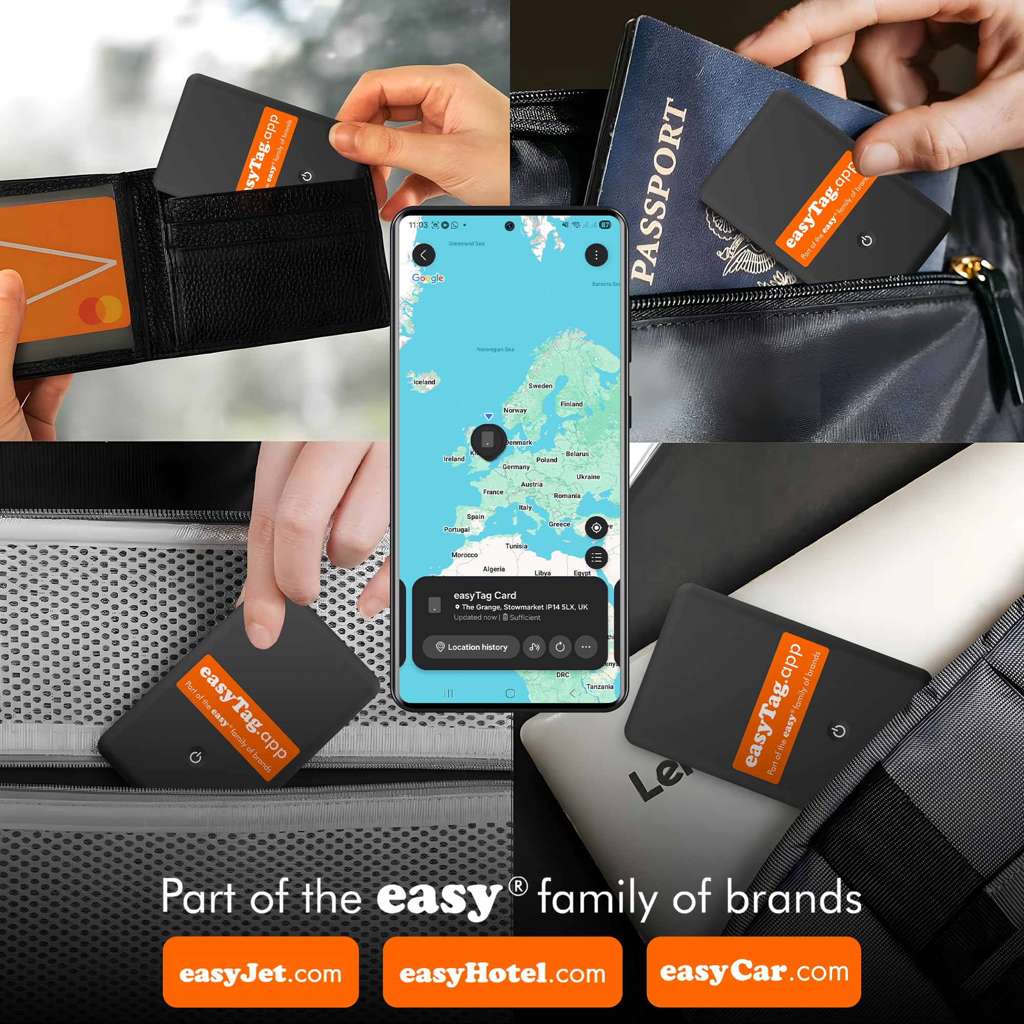 easyTag Tracking Card (Nur Samsung) - Schlanker und globaler Wallet Tracker für Geldbörsen, Taschen, Koffer und Gepäck. Wiederaufladbare Tracking Card kompatibel mit der Samsung SmartThings App. 2