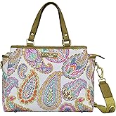 Anuschka Multicompartment Satchel - Wanderlust Collection - Nylon Fabric with Genuine Leather Trim and Artwork Print