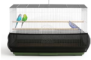 KNUTI Universal Bird Cage Seed Catcher Universal Mesh Skirt Cover Stretchy Small Animal Cages Cover Pet Removable Durable Protector (Black, Medium)