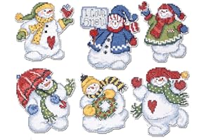 DESIGNWORKS INK Design Works Crafts, 3-1/2"-4" Each Cross Stitch Ornament Kit, I Love Snow (Set of 6)