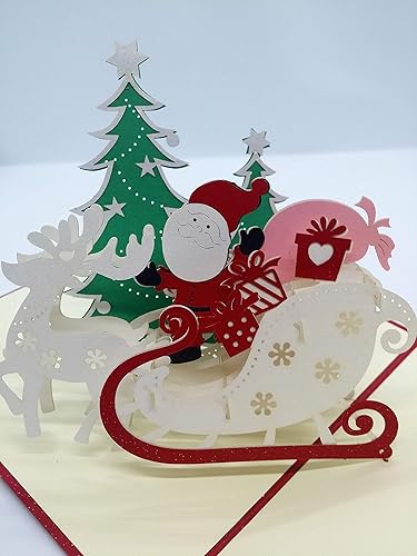 Biglietti Di Natale Handmade.Bc Worldwide Ltd Handmade 3d Pop Up Biglietto Di Auguri Natale Natale Babbo Natale Renna Regalo Slitta Albero Papercraft Regalo Per Amici E Familiari Amazon It Handmade