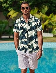 COOFANDY Mens Beach Shirt Aloha Short Sleeve