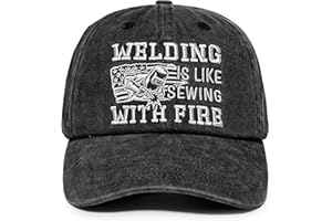 InnoBeta Welder Gifts for Men, Gifts for Welders, Adjustable Vintage Baseball Cap, Washed Cotton Embroidered Hat, Welding is Like Sweing with Fire