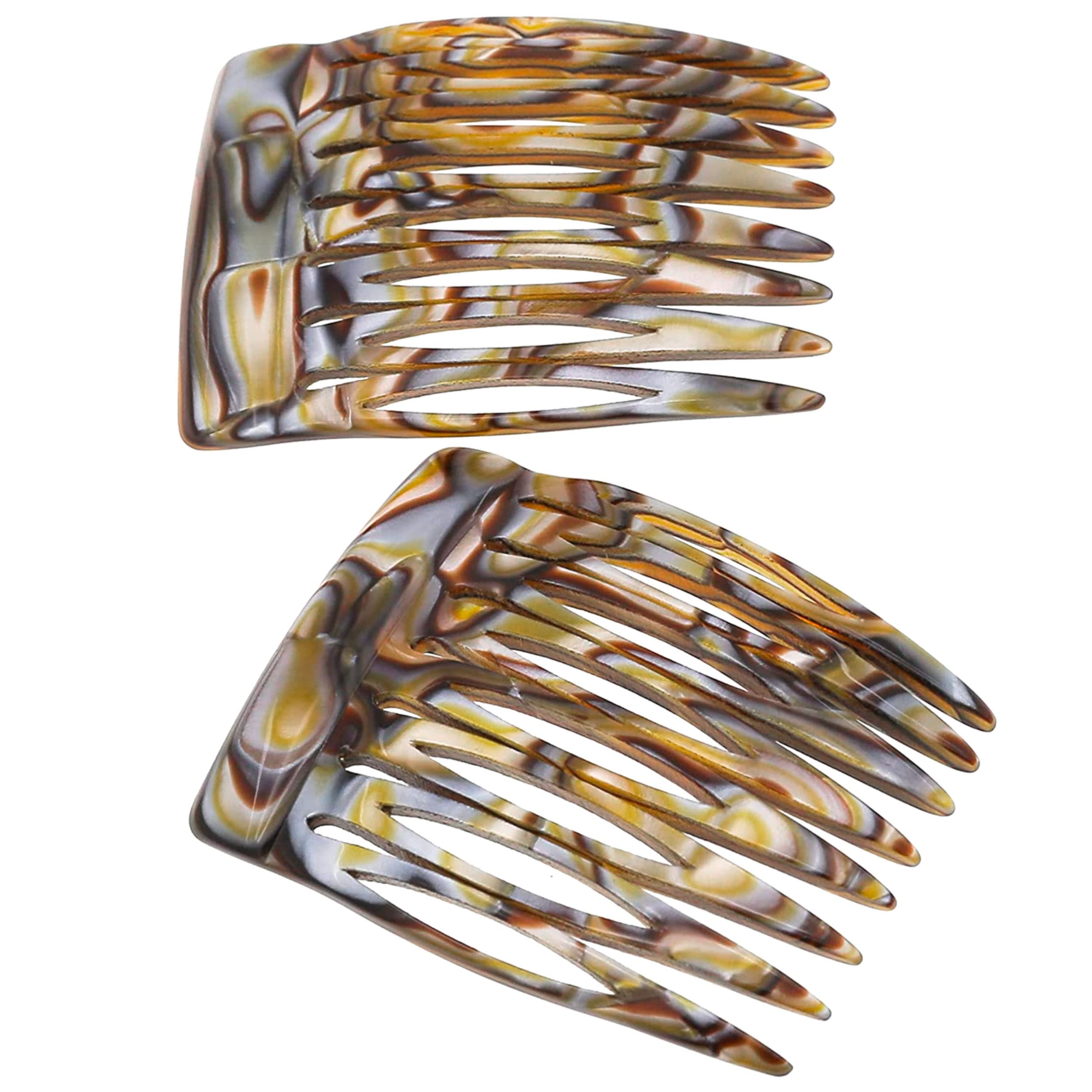 Camila Paris Handmade French Side Comb Small Rounded Onix Finish Strong Hold Grip Hair Clips for Women No Slip and Durable Styling Girls Hair Accessories Made in France (Onix)