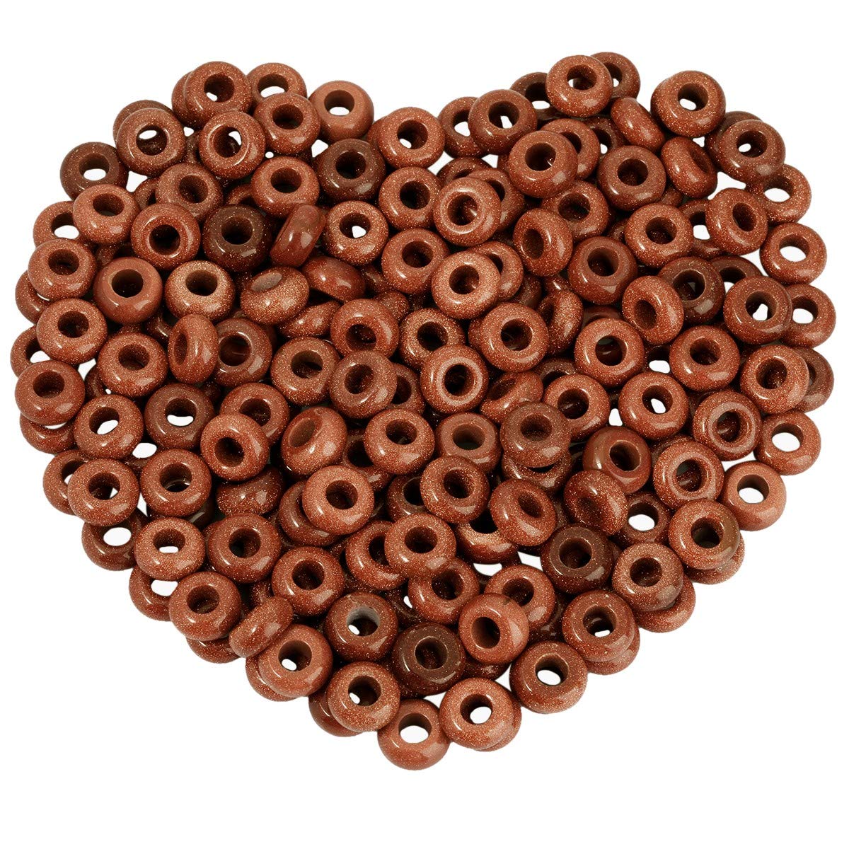 mookaitedecor 20pcs 12mm Gold Sandstone Round Large Hole Gemstone Beads for Jewellery Making, Loose Rondelle Crystal Stone Beads for Crafting European Bracelet Macrame DIY Projects