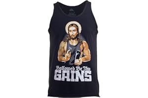 Ann Arbor T-shirt Co. Hallowed Be Thy Gains | Funny Muscle Jesus Weight Lifting Workout Humor Tank Top