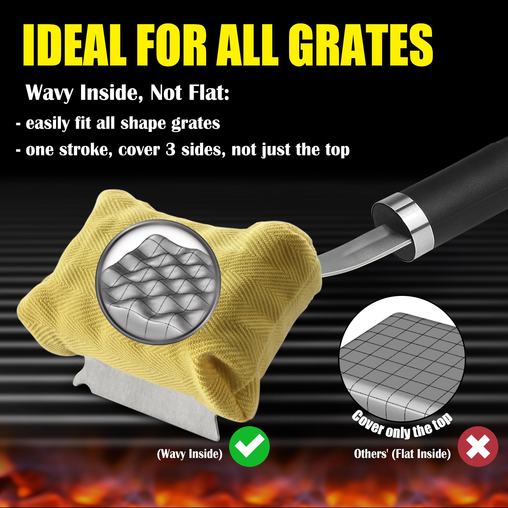 GRILLART Grill Brush for Outdoor Grill Bristle Free - Reinforced Grill Cleaner Scraper BBQ Brush - Replaceable Head Barbecue Grill Cleaning Brush - Safe BBQ Accessories Grill Tools - Gifts for Men/Dad