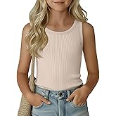 Oakgarden Girl's Tank Top Ribbed Crew Neck Undershirts Kids Sleeveless Casual Layering Top Basic Stretchy Summer Dance Shirt