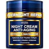 Night Cream for Women Anti Aging - Night Moisturizer with Retinol, Peptides | Niacinamide Anti-Wrinkle, Firming &amp; Hydrating Skin Care. Fragrance-Free, Non-Greasy Overnight Face &amp; Neck Moisturizer Cream