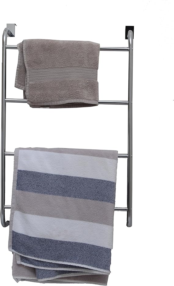 Pilot Imports 4Tier Over Door Towel Rail, StainlessSteel, Silver(OVER