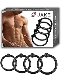 Jake 4 pcs Super Soft Black Premium Quality Silicone C-ockring for Male - Set for Extra Stimulation - Time Delay